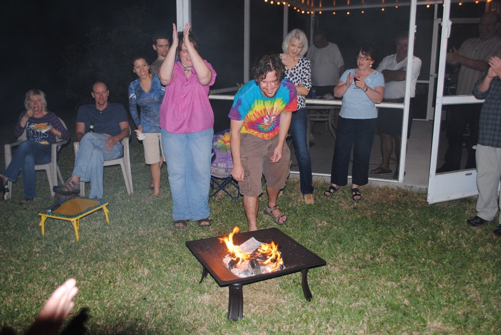 ...and how freedom feels, me and the missus, with our pastor, and surrounded by friends. Burn, Burn, Yes Mortgage, You Gonna Burn!